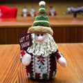 Red, green and white flannel snowman Christmas decoration measuring 18cm by 13cm
