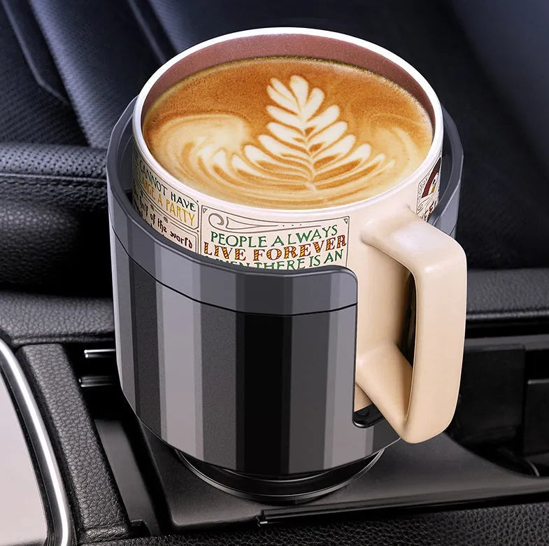Matte black car cup holder expander adapter for oversized water bottles and drink containers