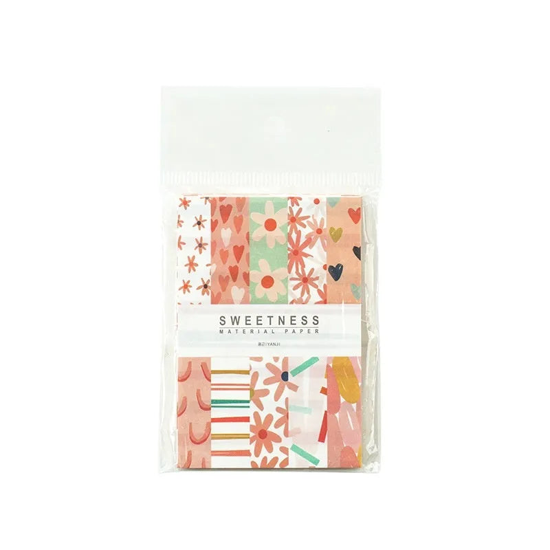 Ten colourful retro collage material note papers in dessert-inspired shades including red plum cheese and caramel puff
