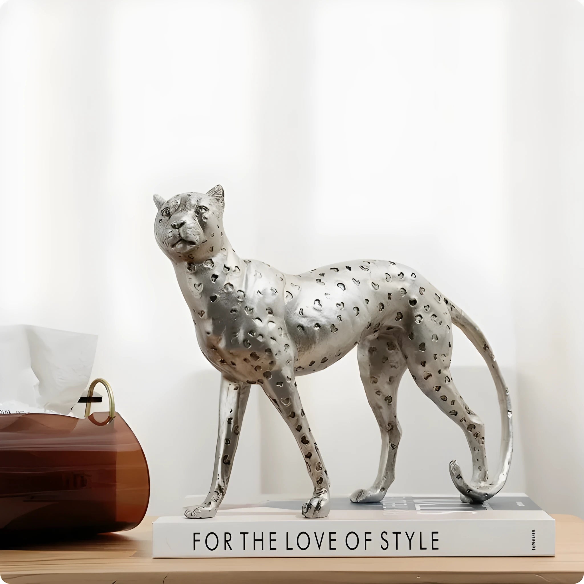 Leopard resin craft ornament in American Leopard colour with three size and pose variations