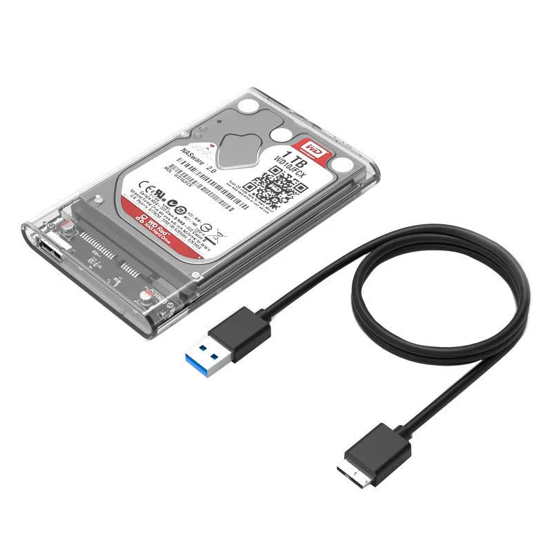 ORICO 2139U3 transparent 2.5-inch HDD enclosure, USB 3.0, 124.5 x 79 x 13mm, blue LED