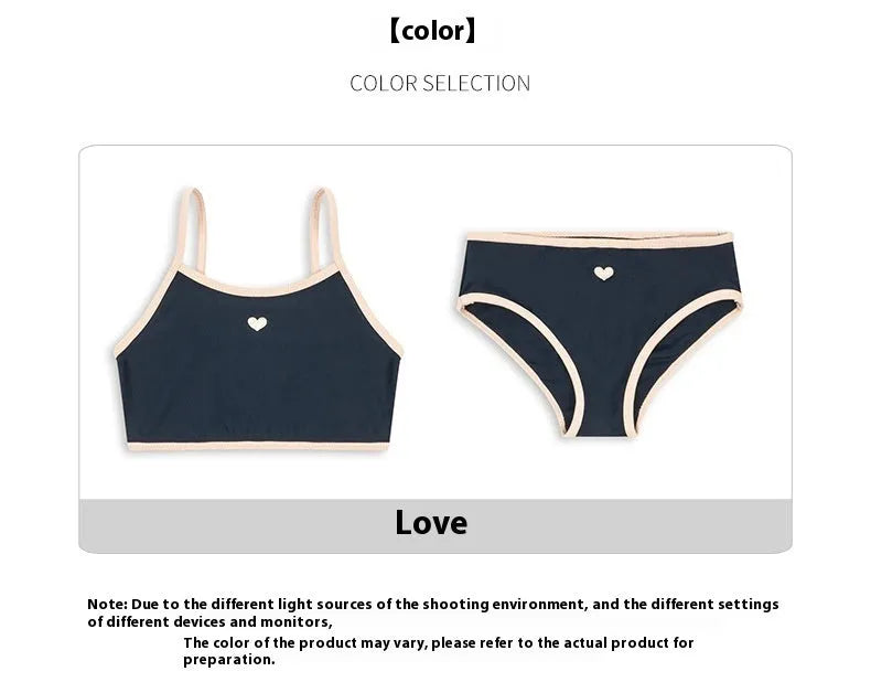 Dark blue split baby swimsuit for girls aged 1-6 years in briefs style