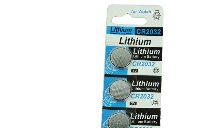 Pack of five CR2032 3V lithium button batteries on a blister card