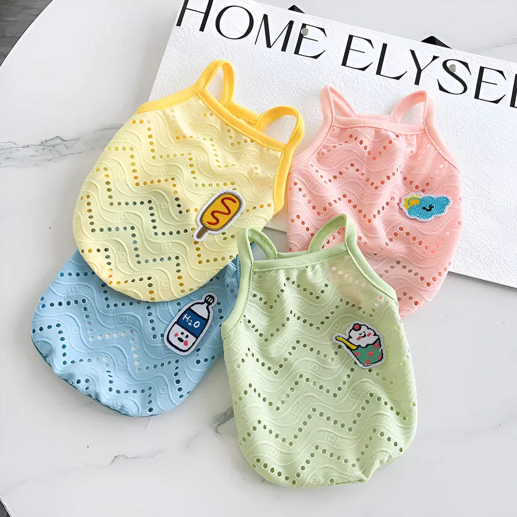 Cool mesh breathable strap pet vest for dogs in blue colour with adjustable straps