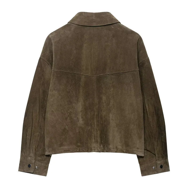 Women's PU leather jacket in regular fit with Asian sizing options