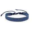 Handcrafted denim fabric bracelet strap in mixed materials for unisex travel and memorial use