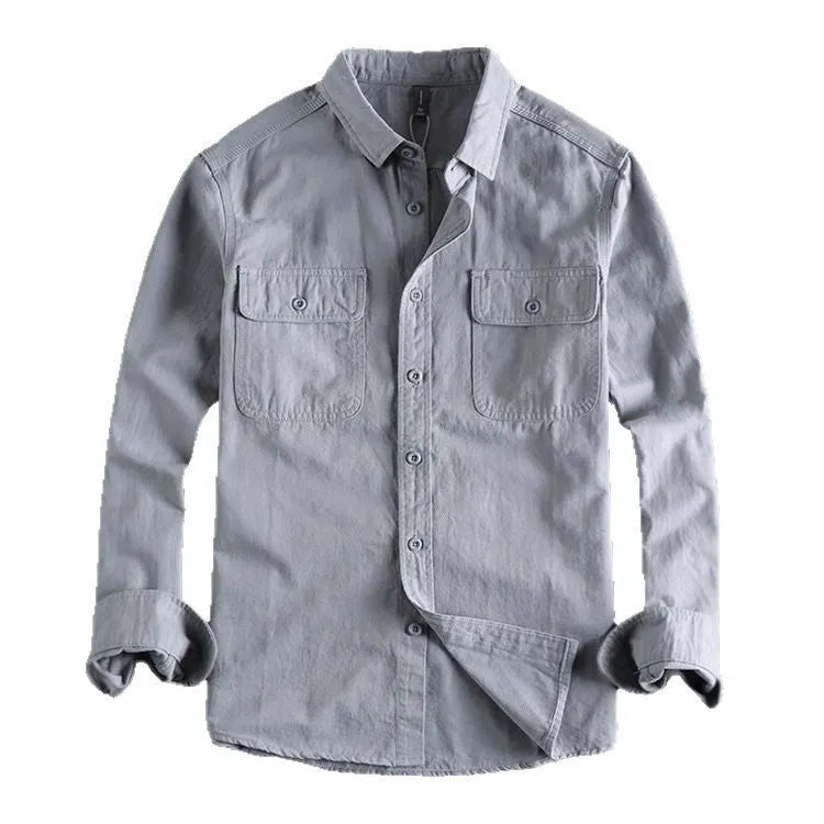 Men's loose fit long sleeve cardigan shirt in polyester fibre available in multiple colours