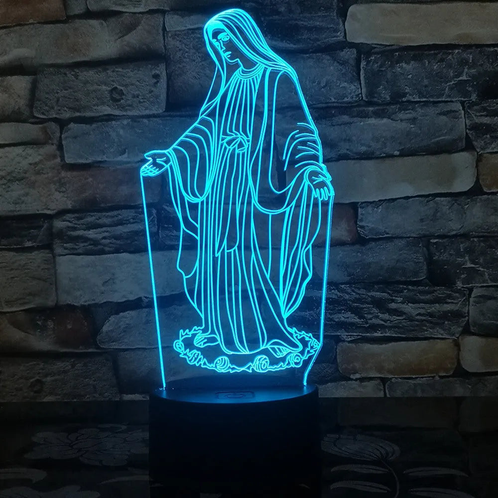 3D stereoscopic dual ring LED night light with touch control base and colourful acrylic panel.