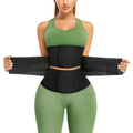 Black polyester fitness waistband tight belly band with size label S to XXXL