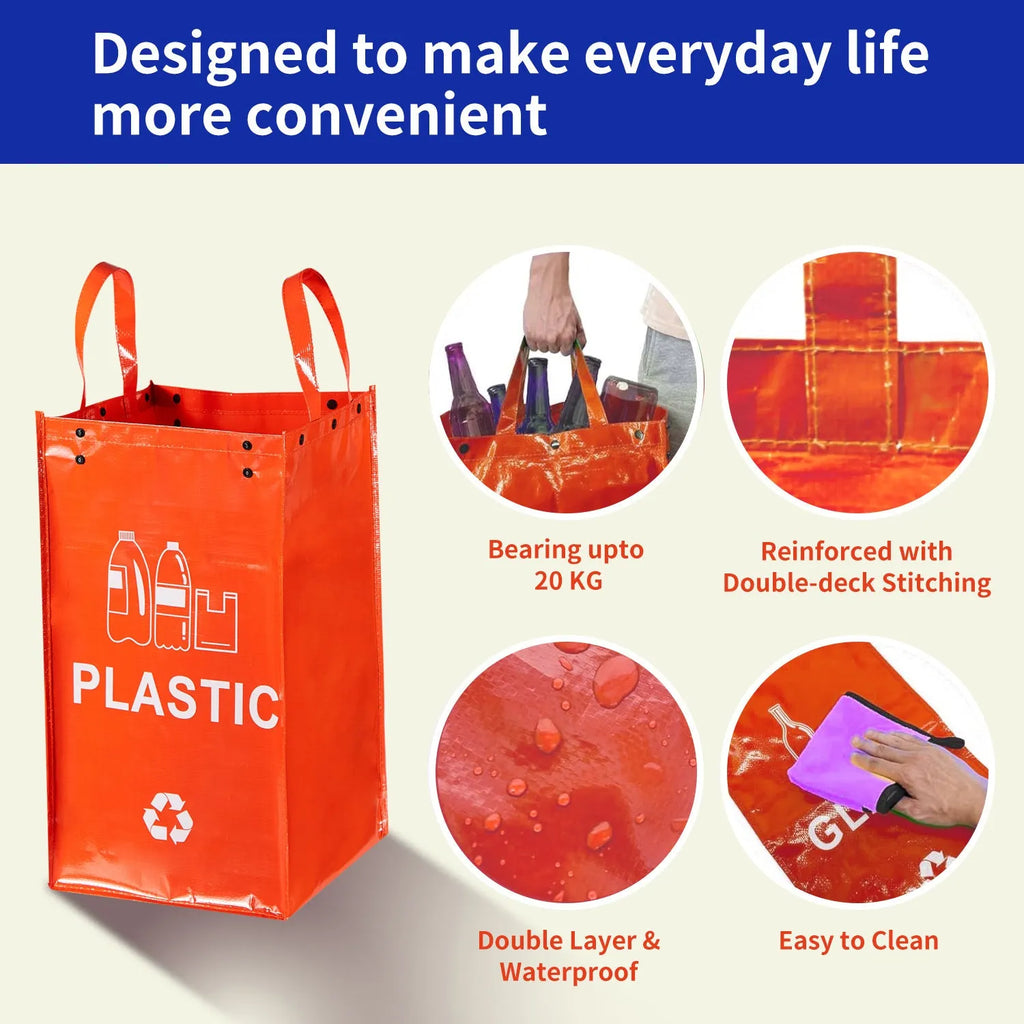 Blue 40-litre PP plastic handbag-style garbage classification bin for waste sorting.