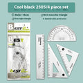 Transparent acrylic ruler set with square protractor for geometry and drafting projects