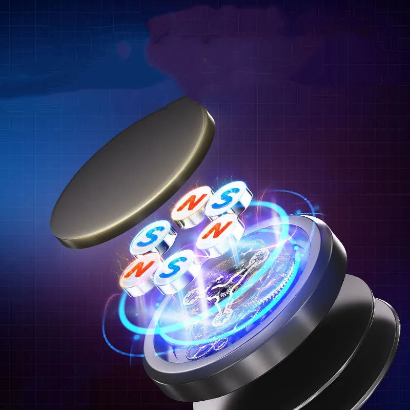 Obsidian black alloy magnetic mobile phone holder with centripetal force adsorption system