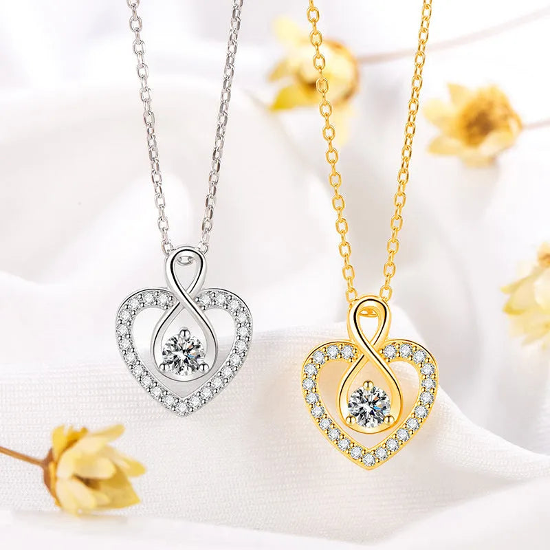 S925 sterling silver round diamond bubble heart pendant necklace on adjustable 41-50cm chain in white gold colour