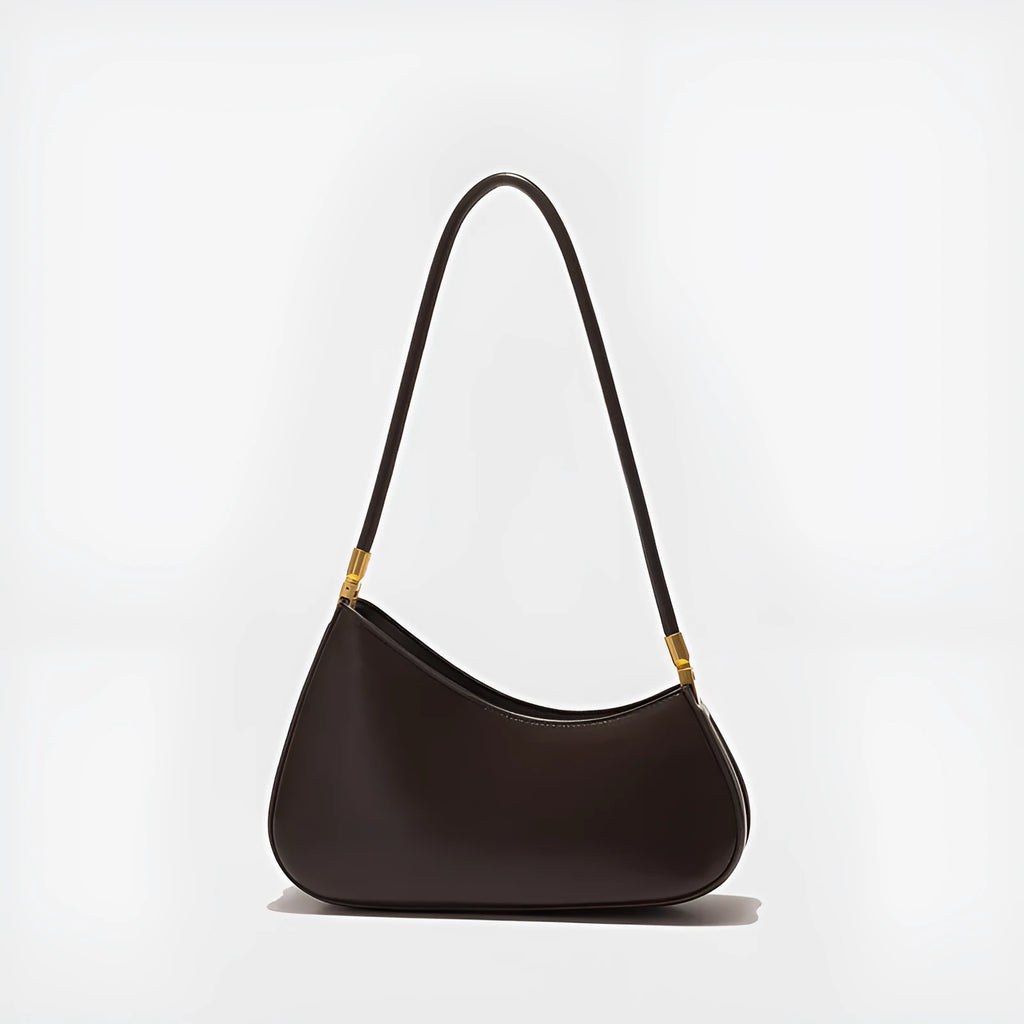 Retro oval women's underarm bag in PU leather with single shoulder strap and internal zipper compartment