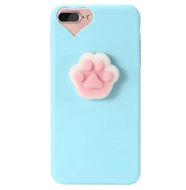 3D cartoon cat design silicone iPhone case in multiple colours showing soft TPU construction