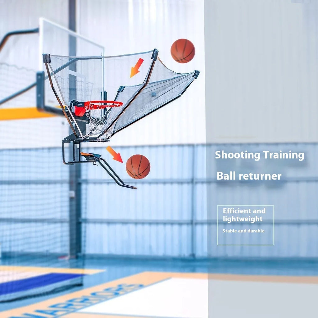 Basketball training ball return machine for automatic serve shooting practice with iron frame