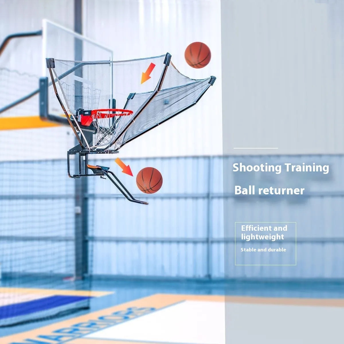Basketball training ball return machine for automatic serve shooting practice with iron frame