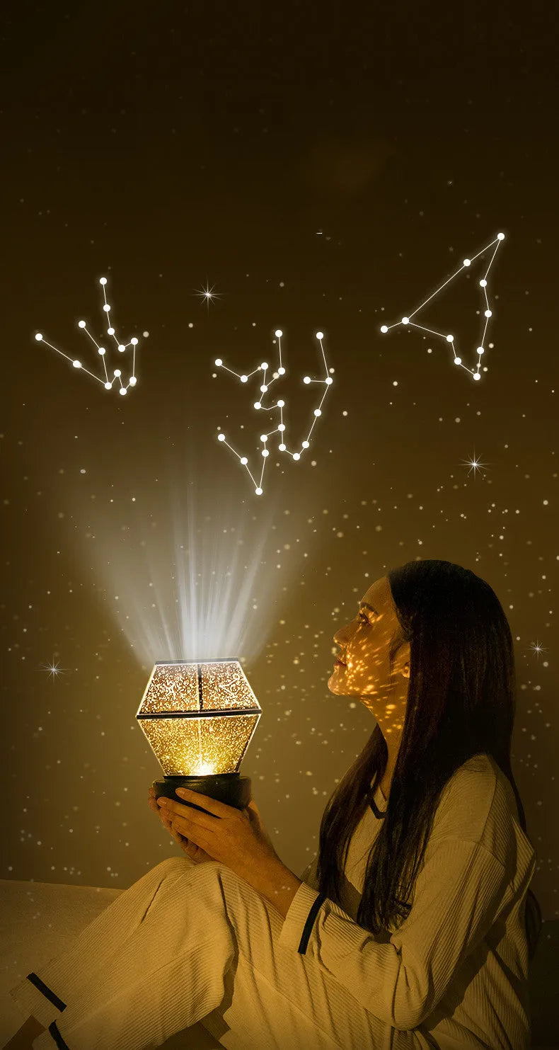 Children's rotating stars LED night light with starlight projection and 3 colour modes