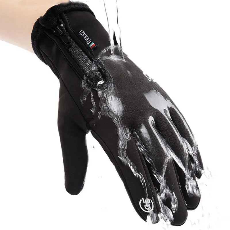 Unisex winter cycling gloves in black or grey with touchscreen, non-slip, waterproof and windproof functions, sizes M to XXL