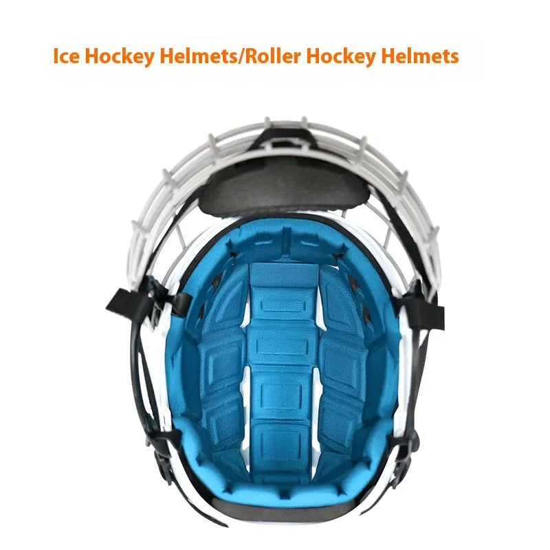 Ice hockey helmet with carbon steel face mask for head protection in sports