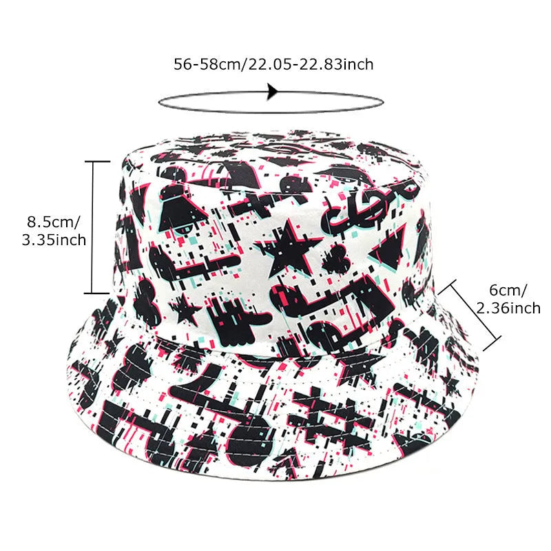 Musical note pattern printing polyester bucket hat with dome crown style for outdoor sun protection