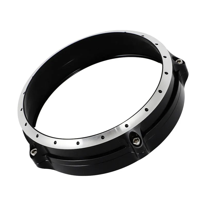 Black CNC aluminium headlight protective cover for BMW R NineT Scrambler motorcycle