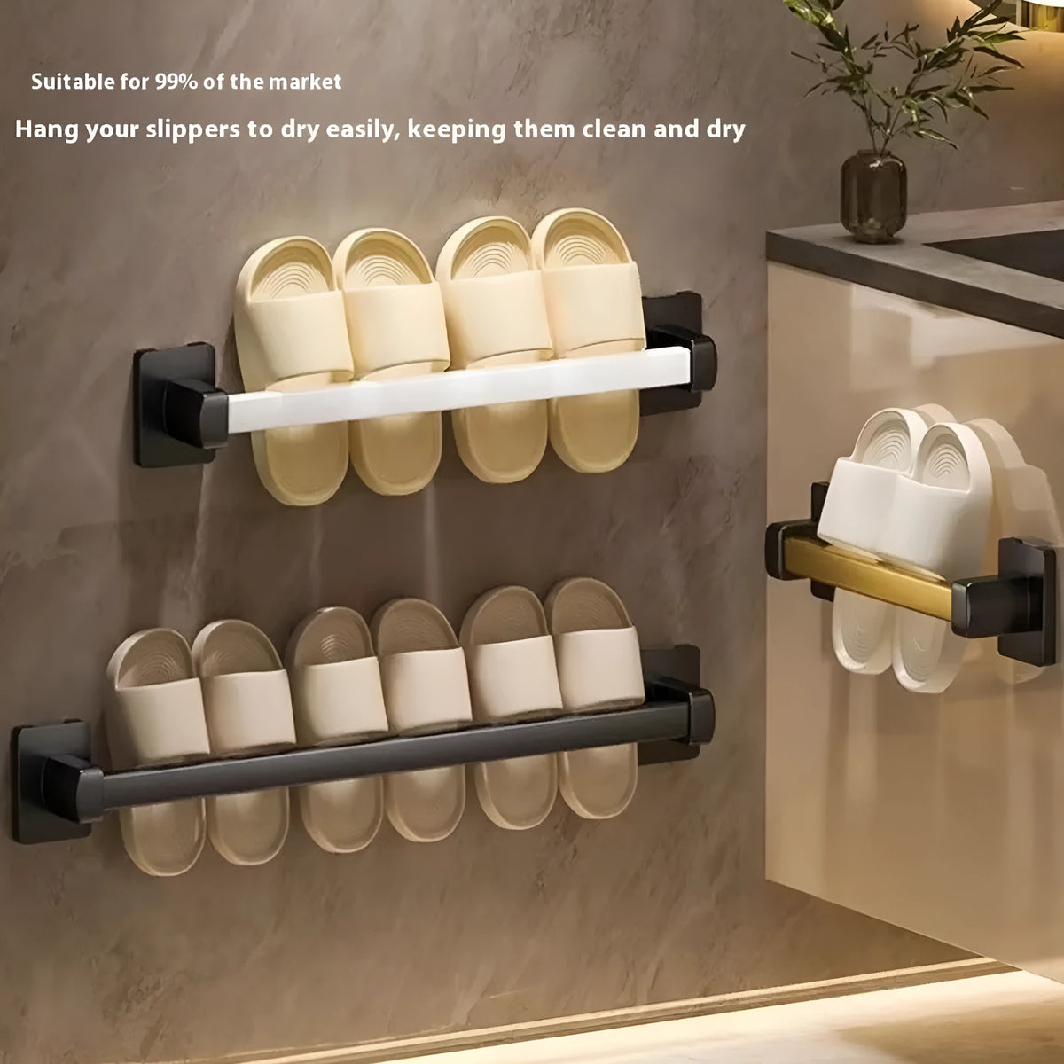 Nordic style carbon steel bathroom slipper rack wall-mounted with seat function