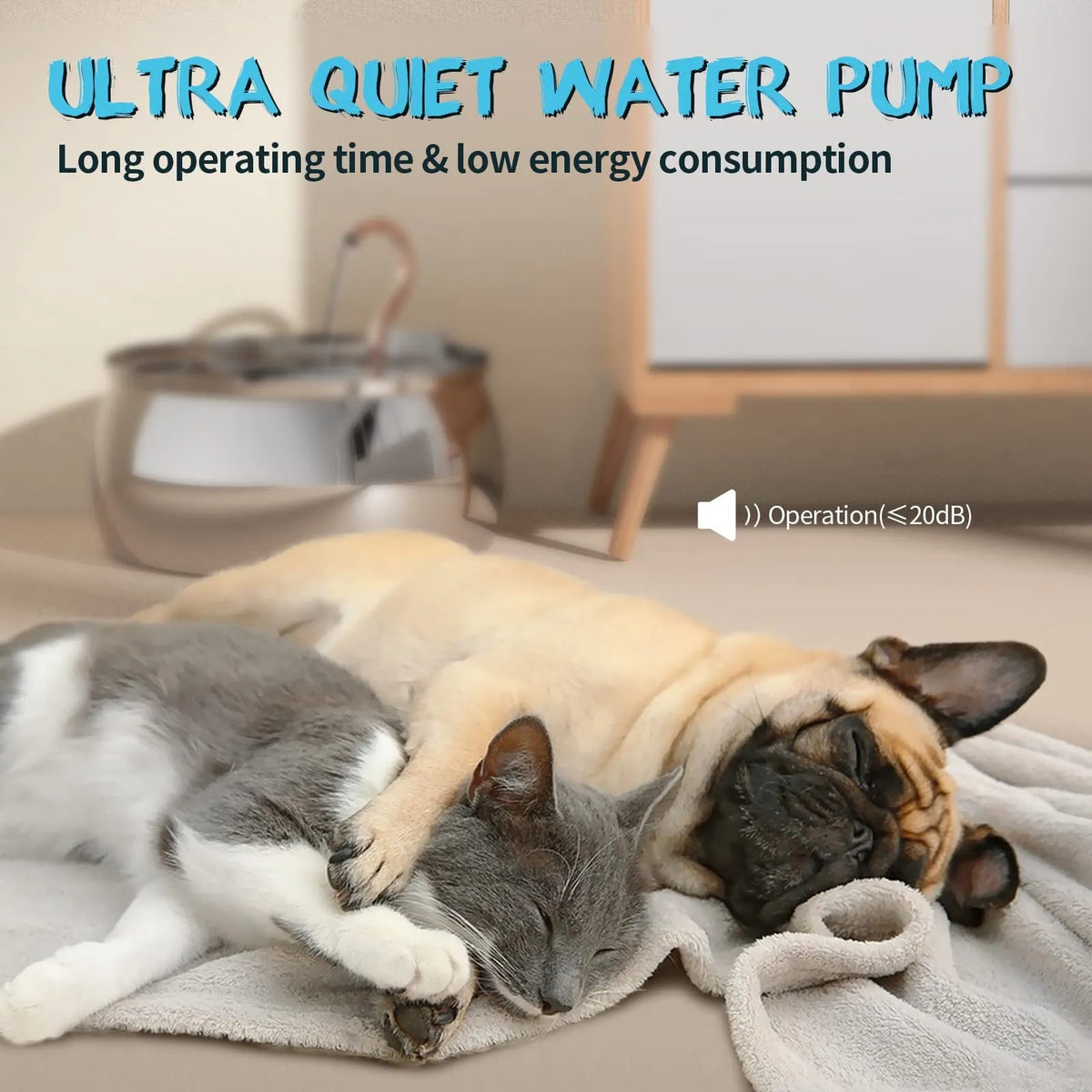 4L stainless steel pet water dispenser with copper tube gooseneck outlet and silent pump