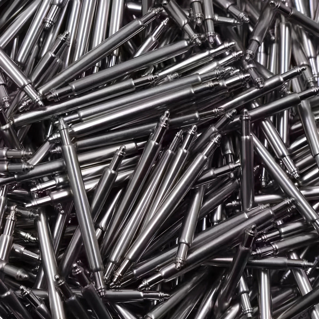 Watch auricular needle spring shaft repair part for bracelets, sizes 21mm to 26mm.