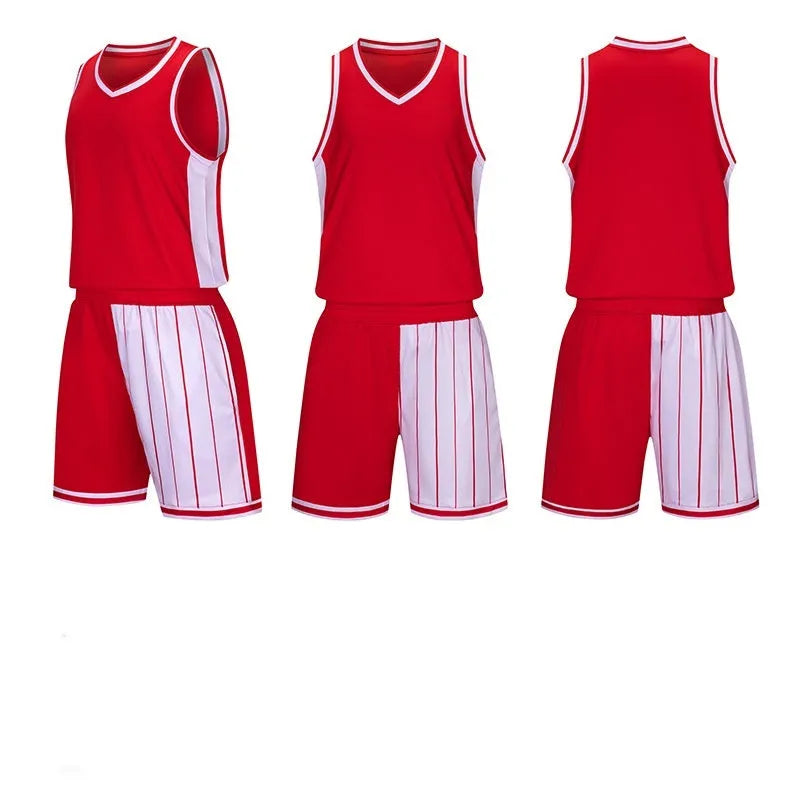 Men's basketball training uniform set with quick-drying polyester top and shorts in blue