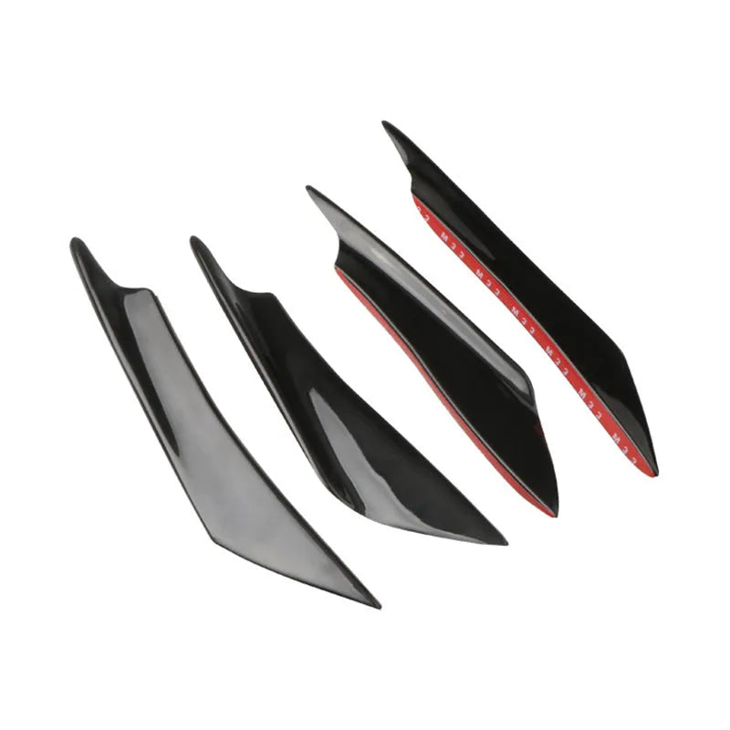 Set of four carbon fibre pattern ABS bumper blade spoilers for car modification