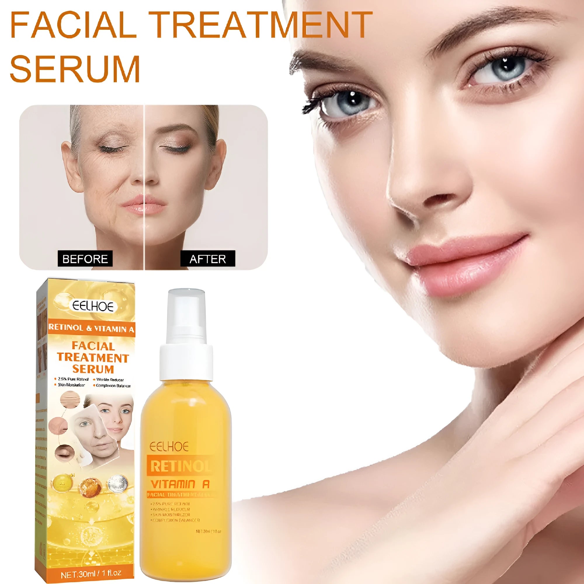 30ml Retinol Anti-Wrinkle Essence Spray boxed with fine mist applicator