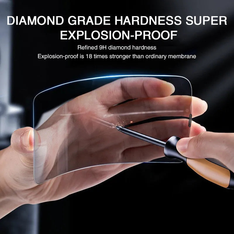 Anti-peeping tempered glass screen protector for iPhone on a phone display
