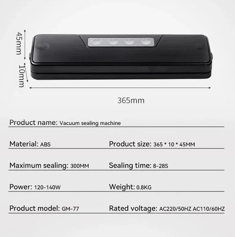 Compact white automatic vacuum sealer machine for household food preservation