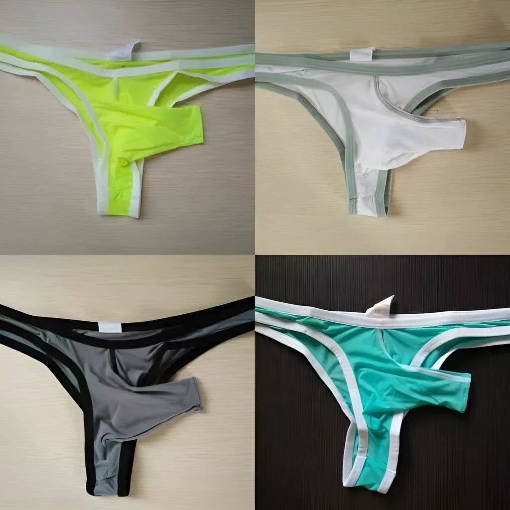 Men's Ice Silk nylon briefs with small elephant nose design in seven colour options