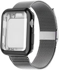 Magnetic metal Milan wristband for Apple Watch on wrist, showing clasp and mesh detail.