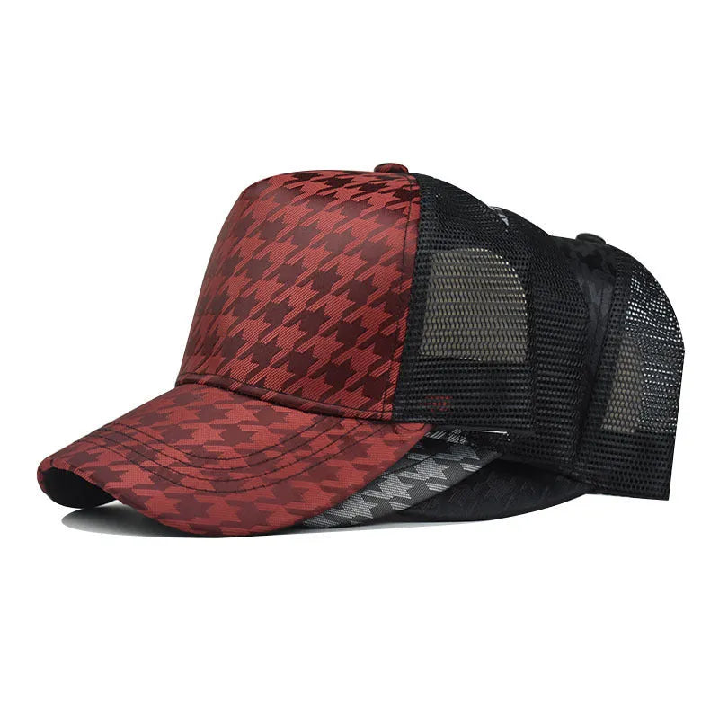 Woolen houndstooth baseball cap for men and women, M size 56-58cm, black colour, plaid pattern