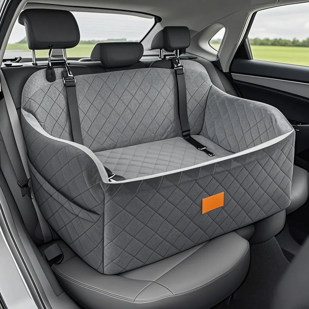 Washable car rear cloth dog kennel 76x48x38cm for medium and large dogs in grey, green, black, black grey, or dark brown