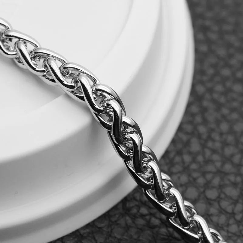 Silver titanium steel necklace for men in 3mm, 4mm, 5mm or 6mm width and 45cm to 90cm length
