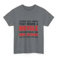 Grey printed women's cotton short sleeve T-shirt showing front design and regular sleeve cut