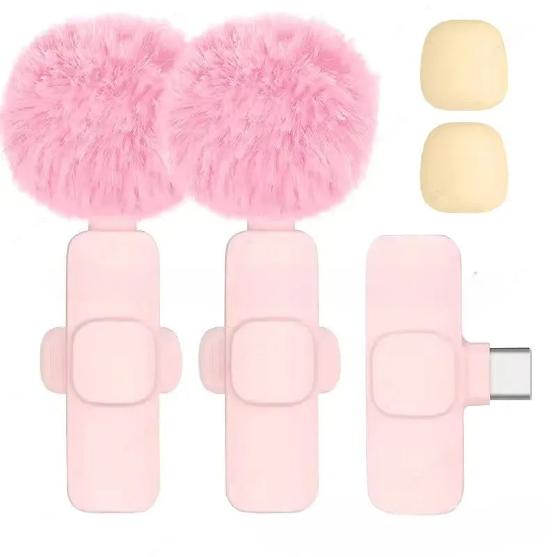 Pink K1K9 one-drag noise reduction radio wool microphone with receiver and USB adapter