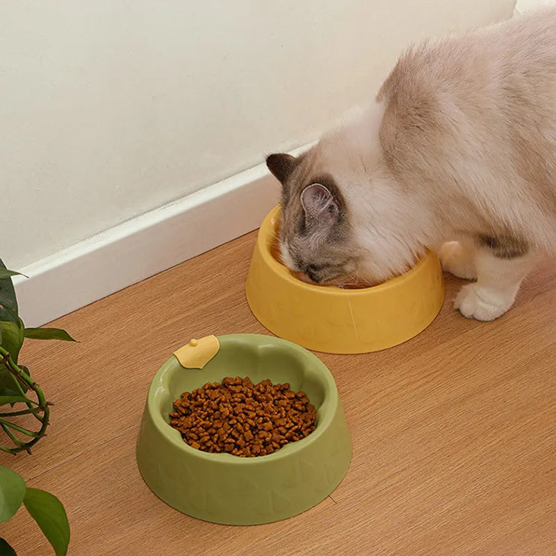 Plastic double pet bowl in blue colour with anti-tipping design for cats and dogs