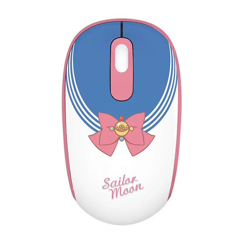 Sailor Moon wireless optical mouse with USB receiver in pink colour featuring anime character designs
