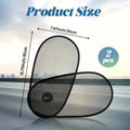 Black breathable car side window shade with suction cups stretched over a car window