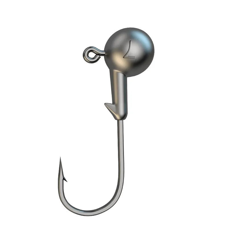 50 enhanced jig hooks with lead heads in primary colour, blood trough, and ordinary steel bar variations