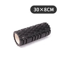 EVA foam roller for fitness in black, grey, pink, sky blue, or light purple, showing 30cm and 33cm diameter options.