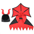 Black Halloween vampire costume for a pet, featuring a long cloak and pointed witch hat.