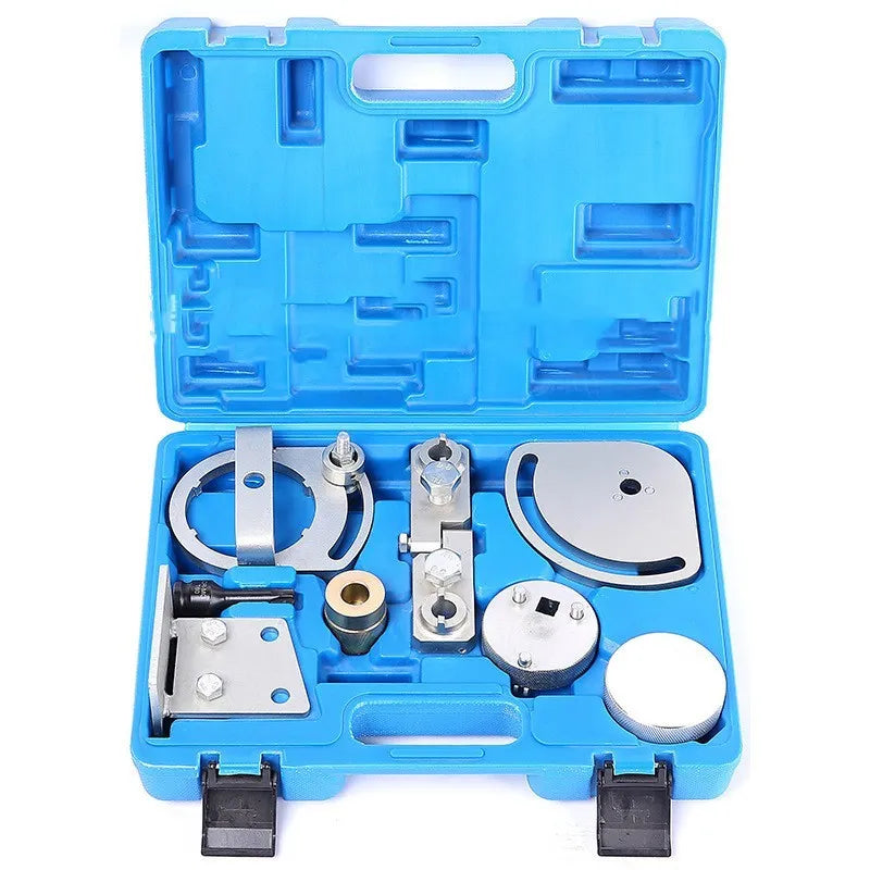 Volvo T6 3.0 3.2 engine timing special tool set with eight carbon steel pieces for auto repair.