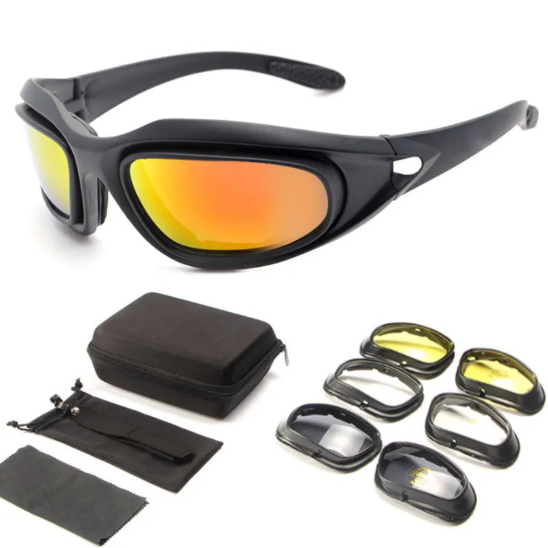 Tactical polarised sunglasses with full rim PC frame for outdoor cycling activities