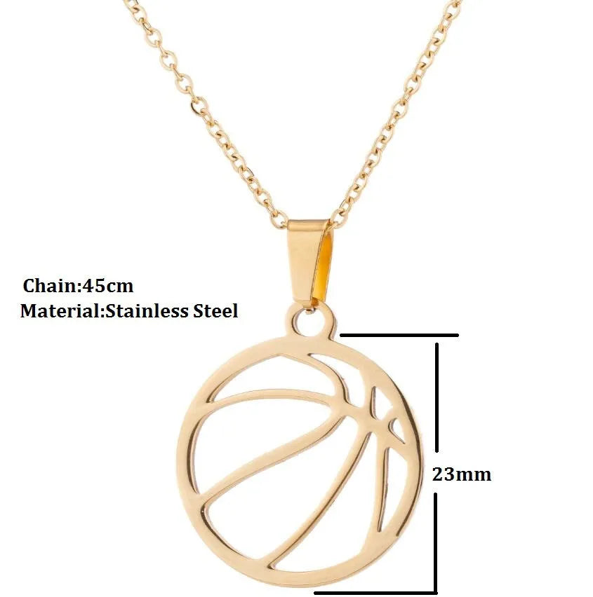 Games stainless steel volleyball necklace pendant in silver finish on a chain